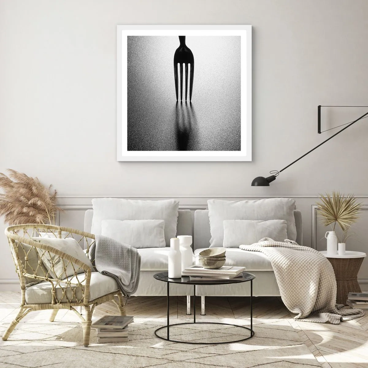 Plakat i hvid ramme - Lys og skygge - 60x60 cm