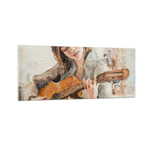 Billede på glas - Koncert for guitar og et pigehjerte - 100x40 cm