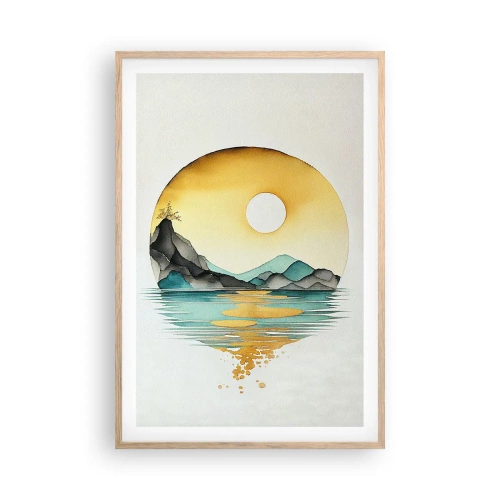 Plakat i ramme af lyst egetræ - I en cirkel af skønhed - 61x91 cm
