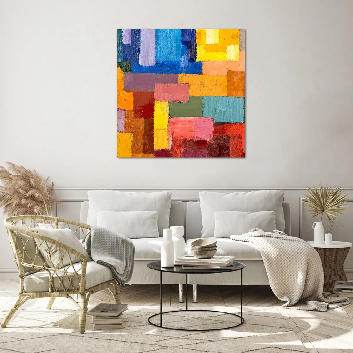 Billede på glas - Hver især forskellige, alle farverige - 70x70 cm