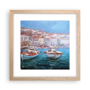 Plakat i ramme af lyst egetræ - Italiensk bugt - 30x30 cm