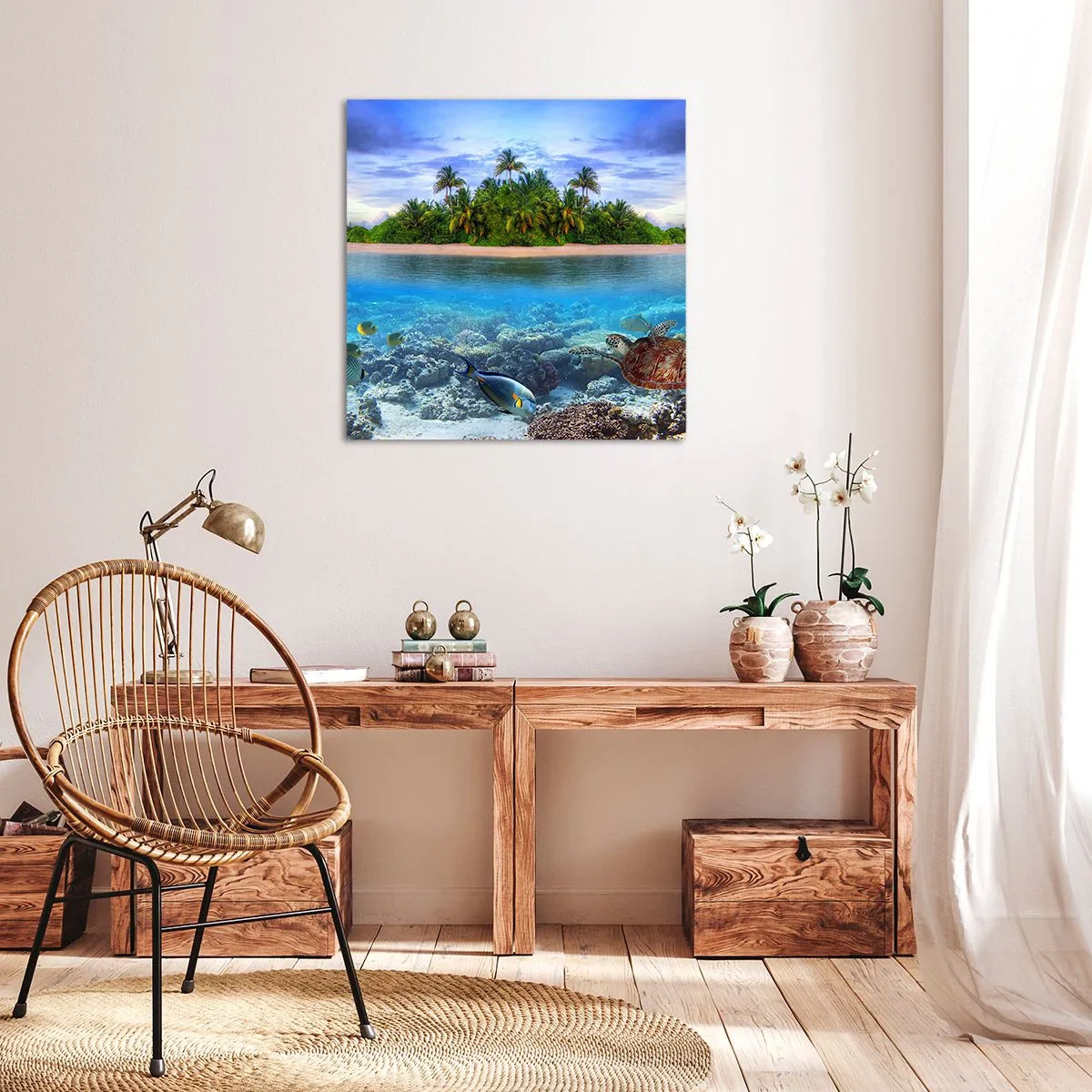 Lærredstryk - Billede på lærred - Den himmelske ø inviterer dig - 30x30 cm