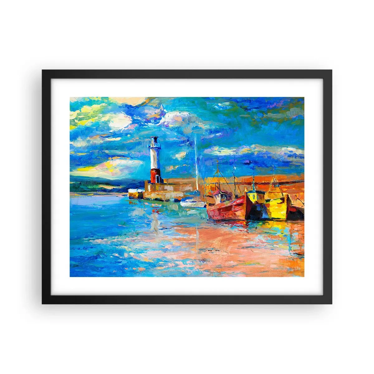 Plakat i sort ramme - Eftermiddag i regnbuebugten - 50x40 cm