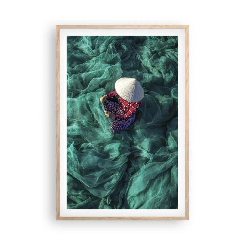 Plakat i ramme af lyst egetræ - I et hav af lys - 61x91 cm