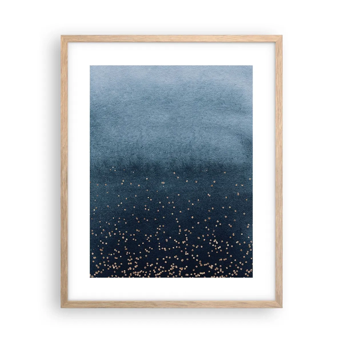 Plakat i ramme af lyst egetræ - Sammensætning - blå faser - 40x50 cm