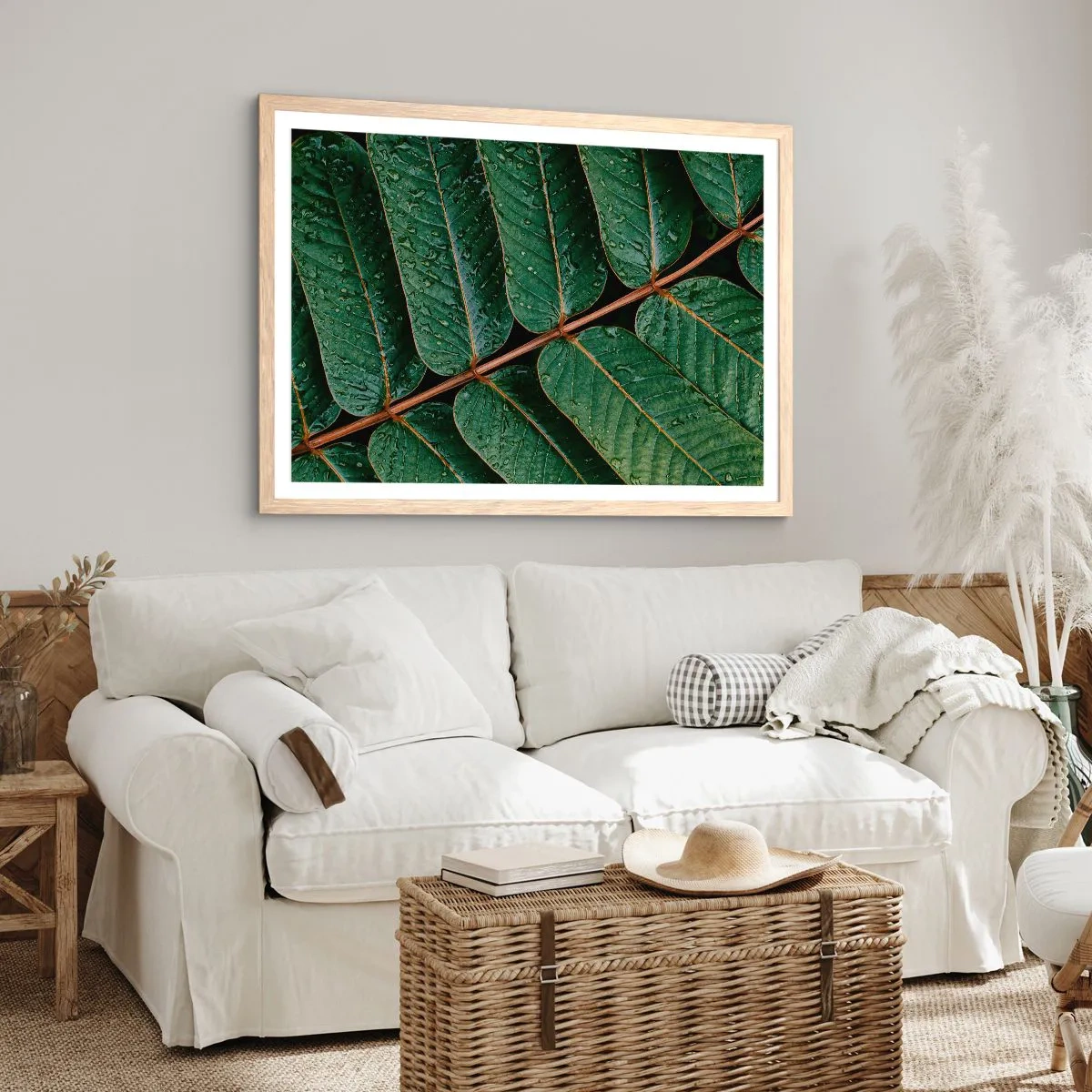 Plakat i ramme af lyst egetræ - I en grøn rytme - 100x70 cm