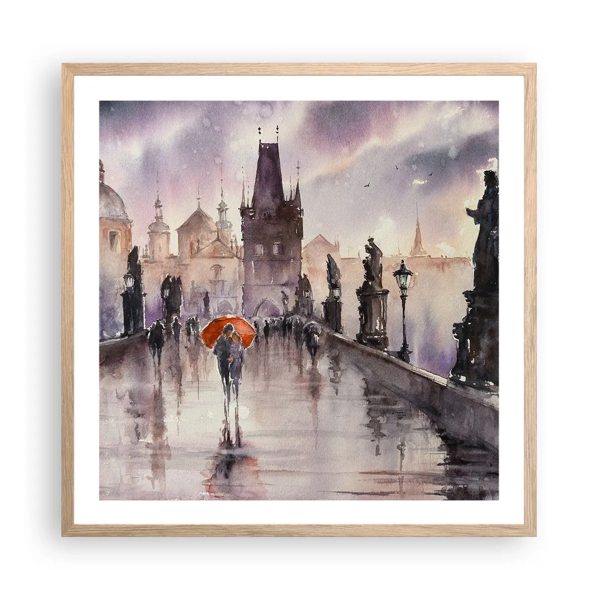 Plakat i ramme af lyst egetræ - Folk forandrer sig ikke - 60x60 cm