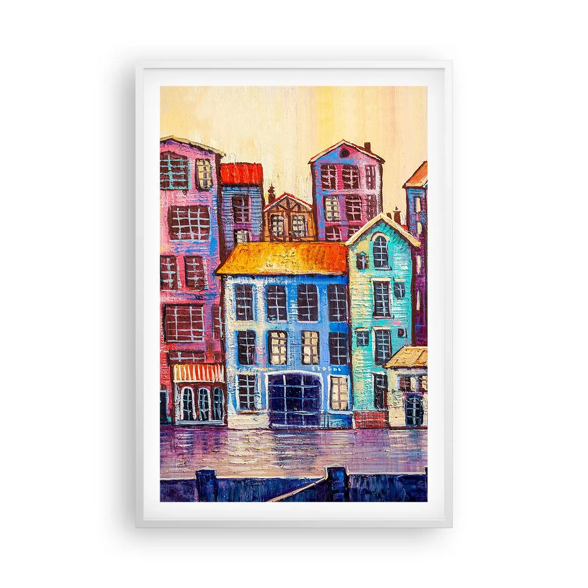 Plakat i hvid ramme - En by som et eventyr - 61x91 cm
