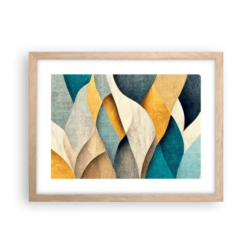 Plakat i ramme af lyst egetræ - Rytme og bølger - 40x30 cm