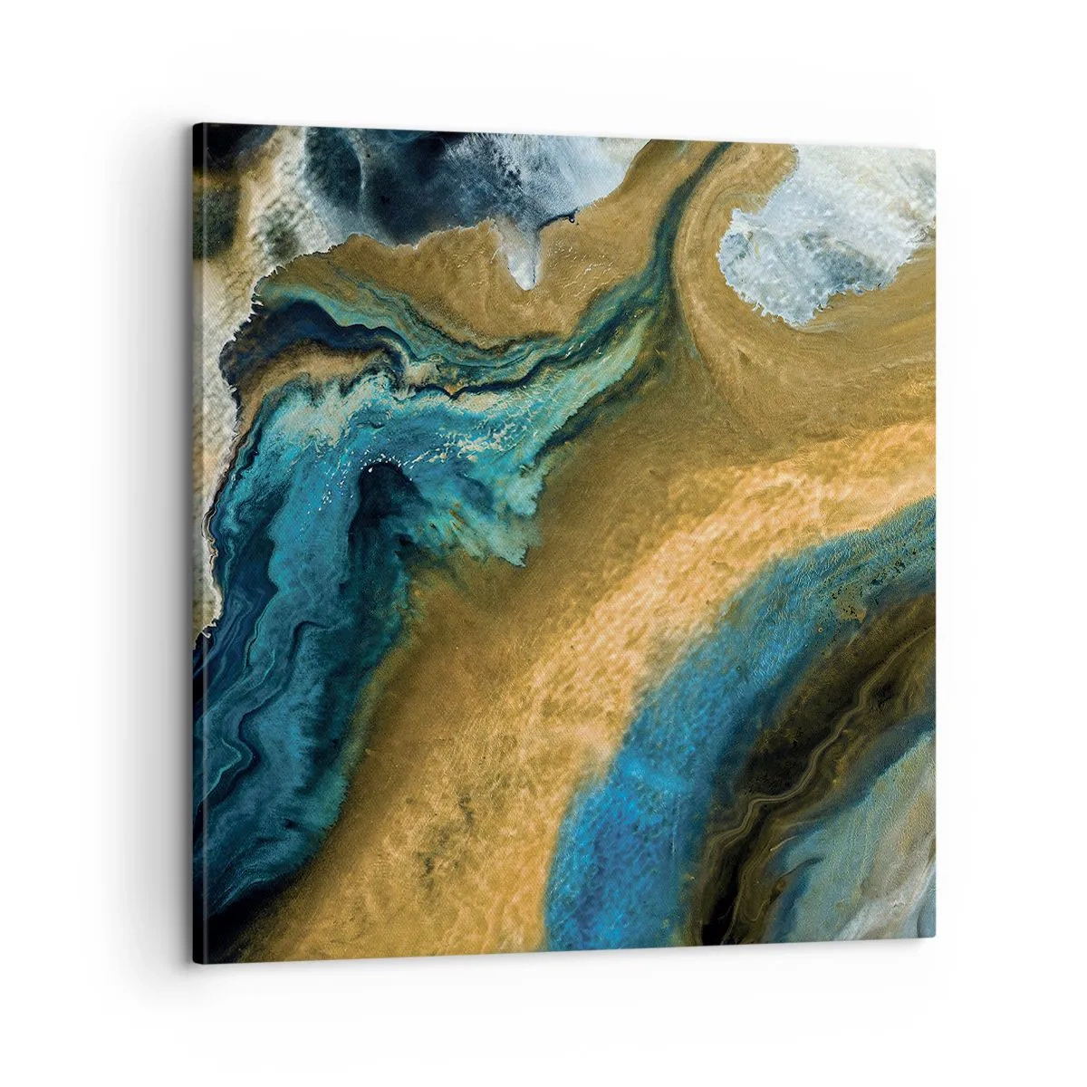 Lærredstryk - Billede på lærred - Blå - gul - gensidig indflydelse - 60x60 cm