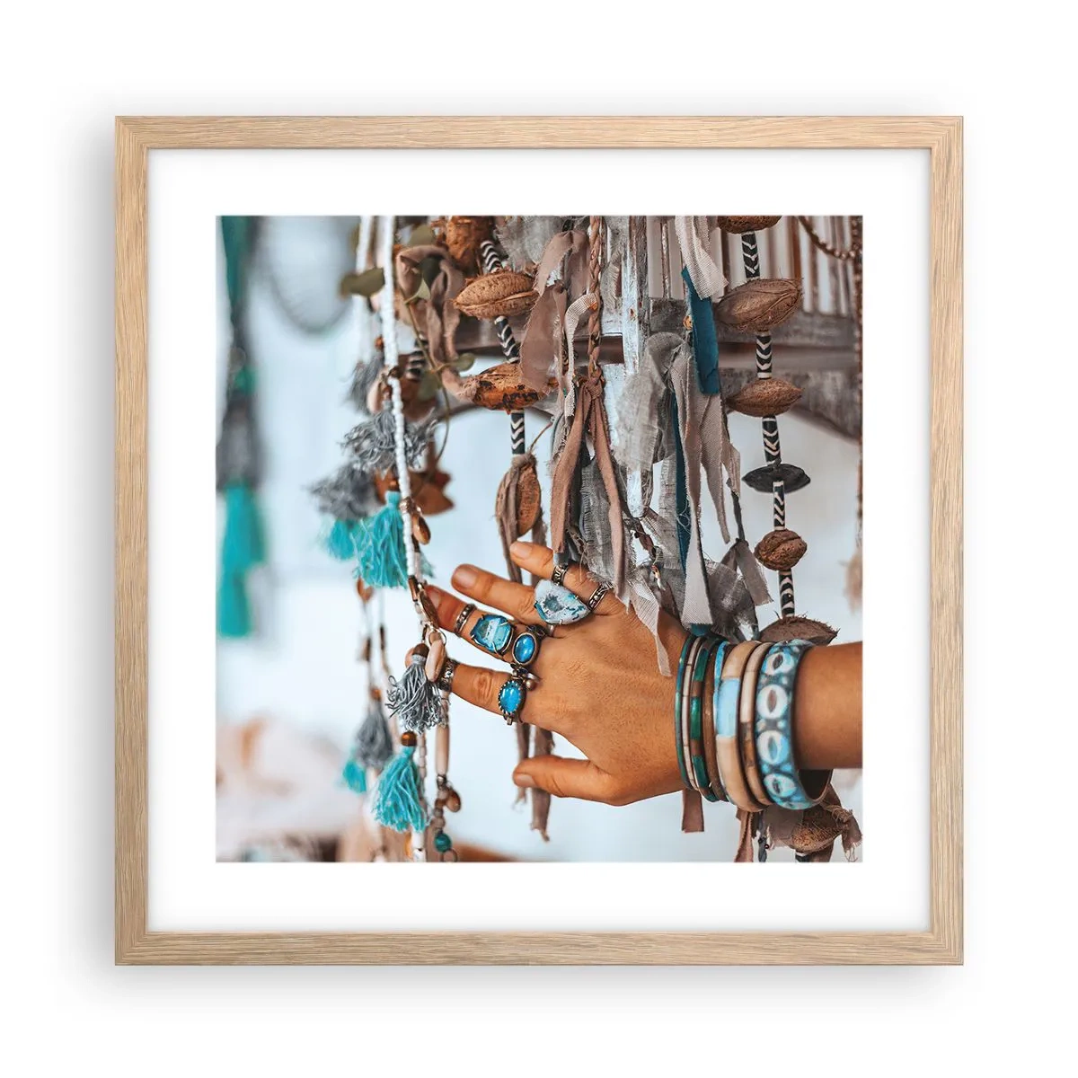 Plakat i ramme af lyst egetræ - Lokale skatte - 40x40 cm