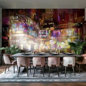 Fototapet Selvklæbende Deluxe Sticker - I et hav af lys - By, Arkitektur, Natteliv - 350x256 cm