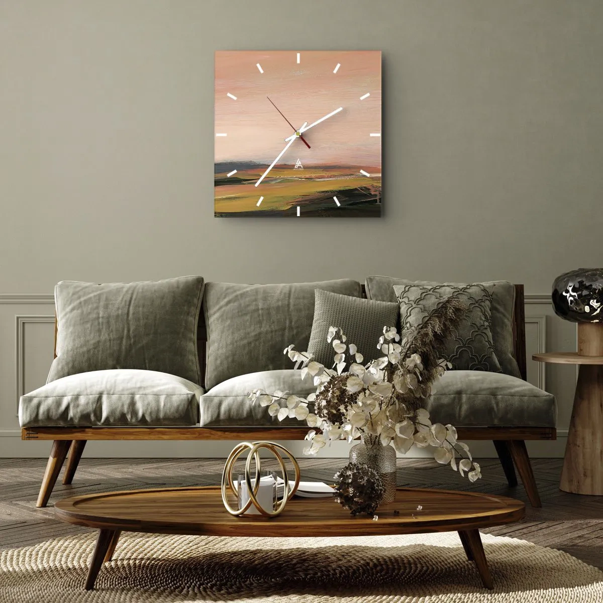 Vægur, Uret - I lyserøde toner - 30x30 cm