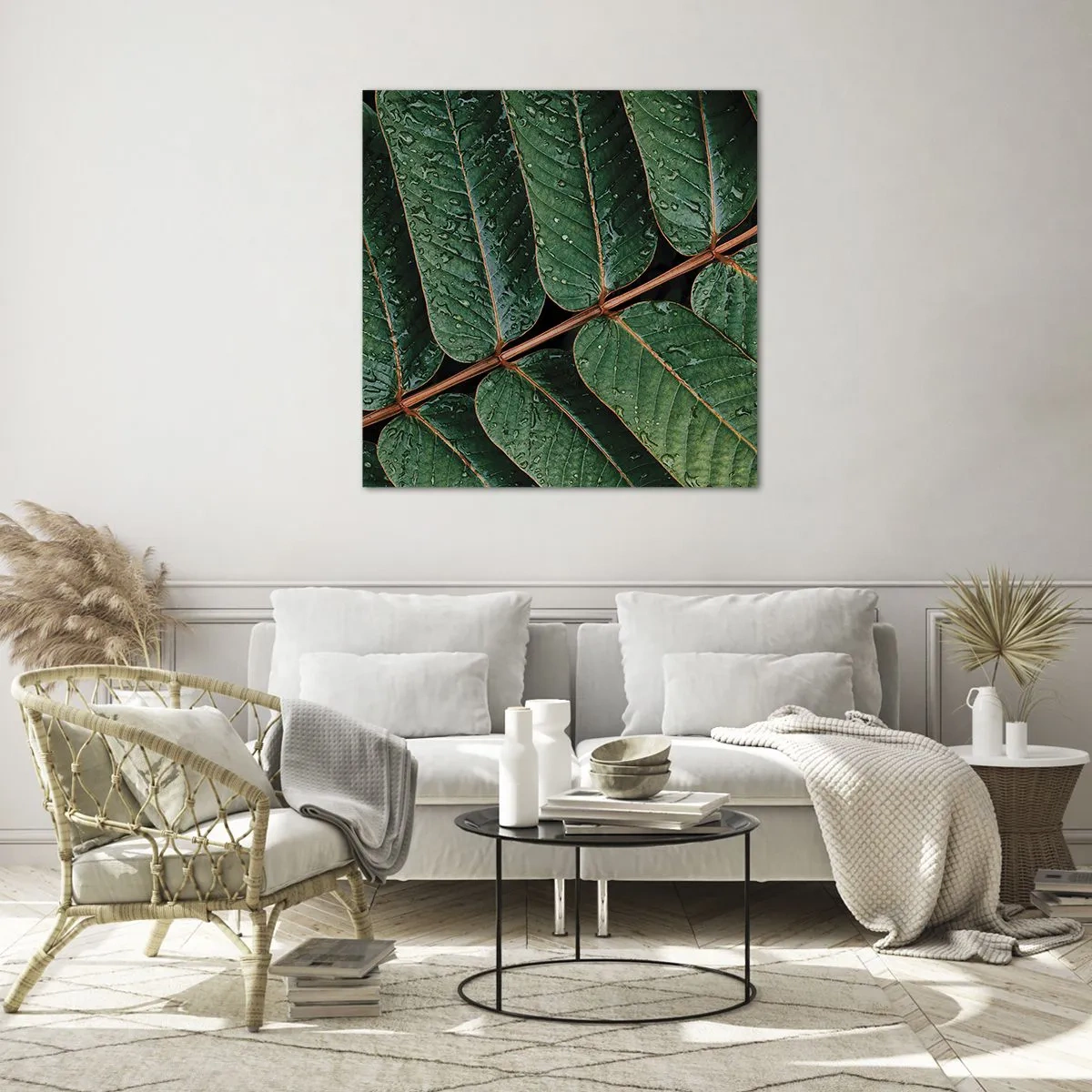 Billede på glas - I en grøn rytme - 70x70 cm