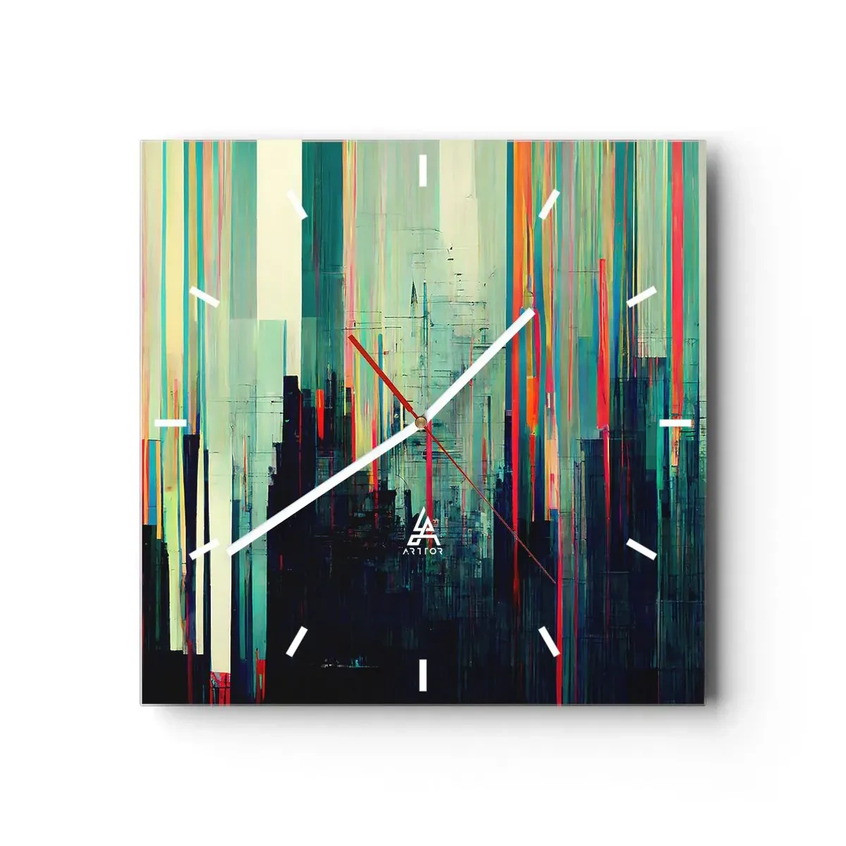 Vægur, Uret - Futuristisk by - 30x30 cm