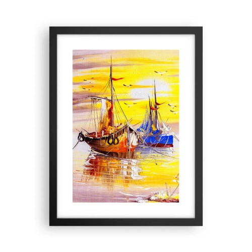 Plakat i sort ramme - Et velfortjent hvil i havnen - 30x40 cm