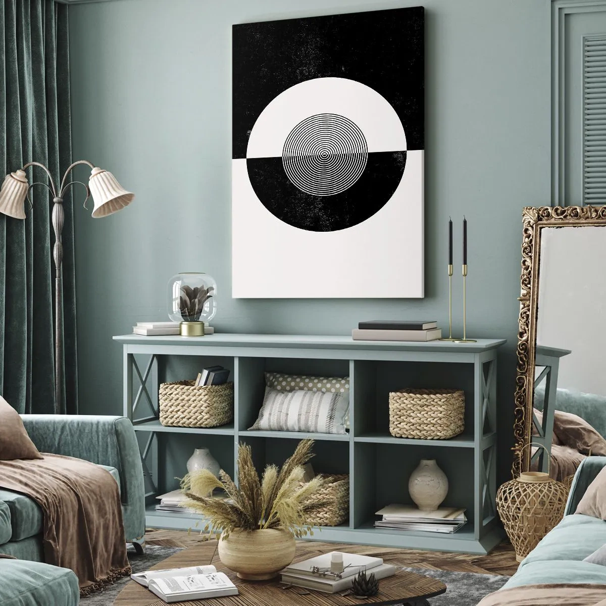 Lærredstryk - Billede på lærred - Harmoni i sort og hvidt - 50x70 cm