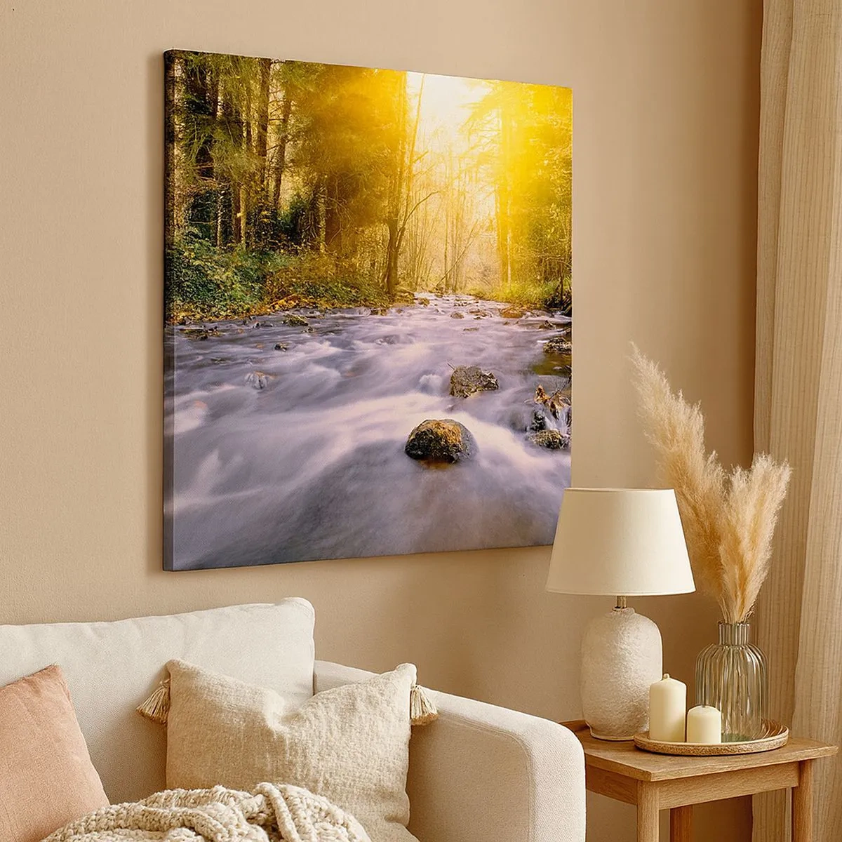 Lærredstryk - Billede på lærred - Malachit i sølv- og guldfatning - 30x30 cm