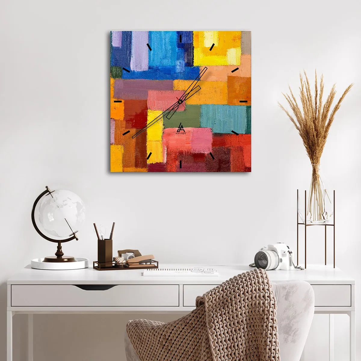 Vægur, Uret - Hver især forskellige, alle farverige - 40x40 cm