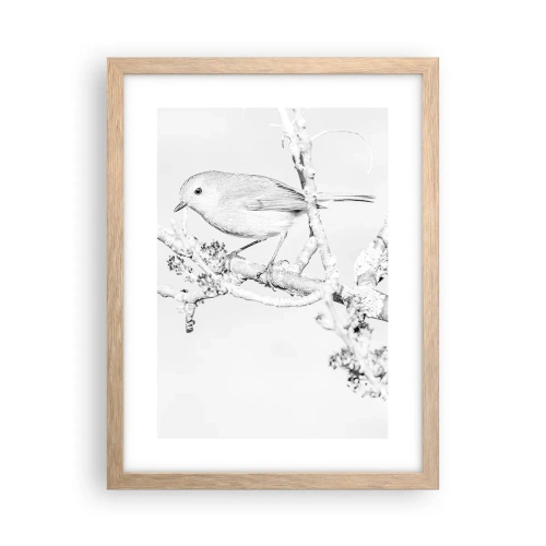 Plakat i ramme af lyst egetræ - Vintermorgen - 30x40 cm