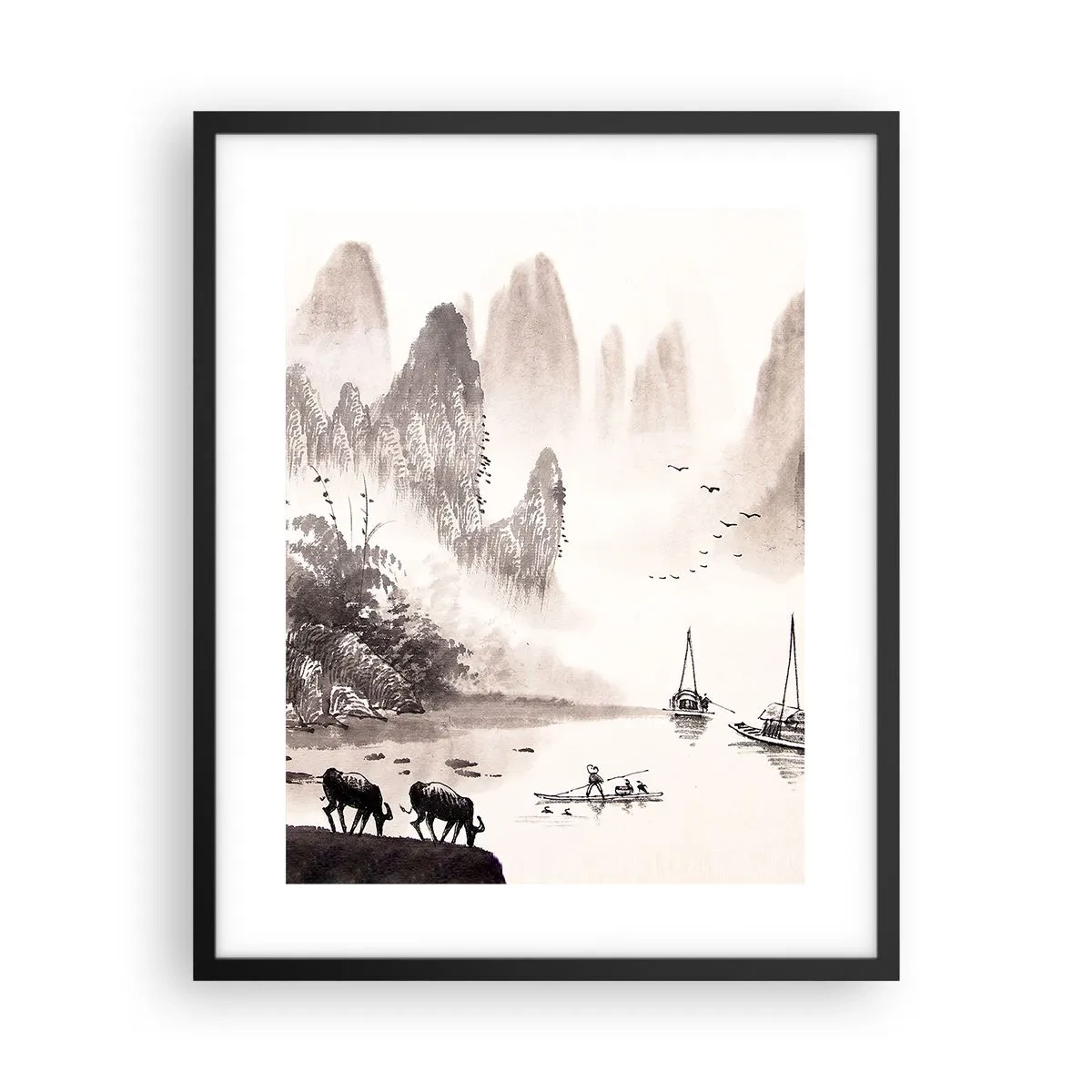 Plakat i sort ramme - Østens eksotiske hverdag - 40x50 cm