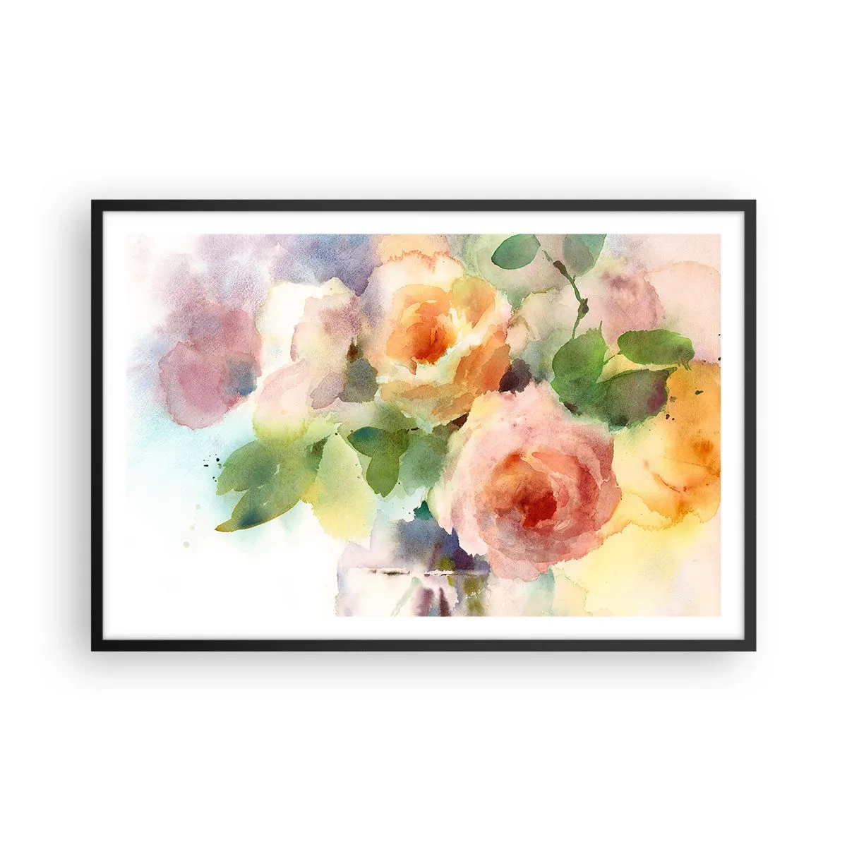 Plakat i sort ramme - Delikat som akvarelfarve - 91x61 cm