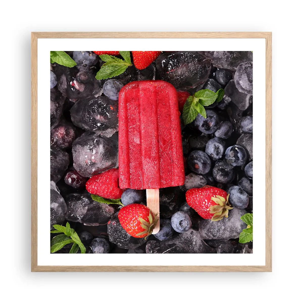 Plakat i ramme af lyst egetræ - En smag af varm sommer - 60x60 cm