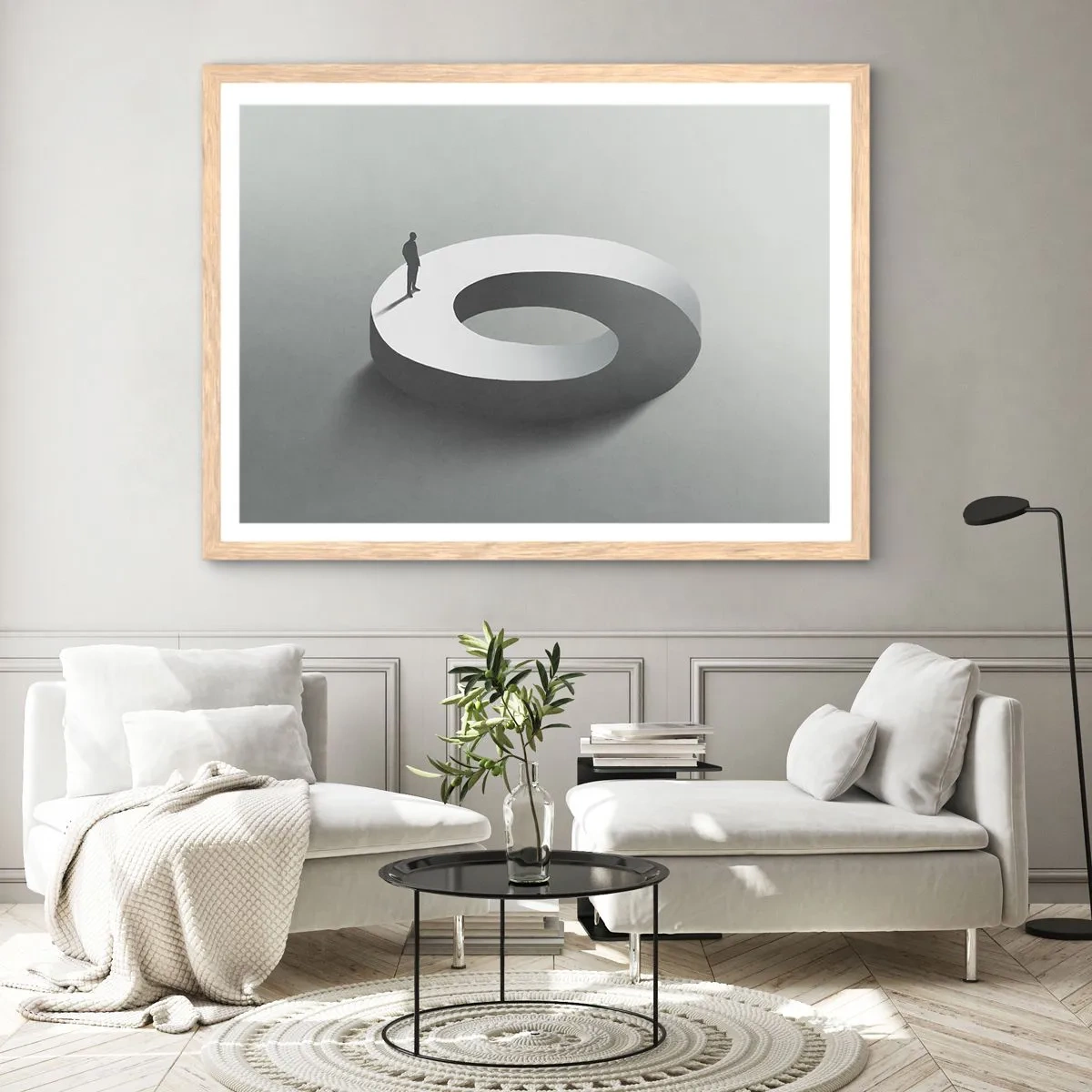 Plakat i ramme af lyst egetræ - Og vær klog - 91x61 cm