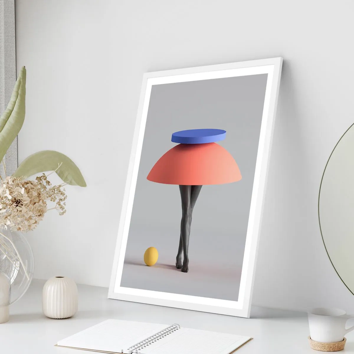 Plakat i hvid ramme - Surrealistisk komposition - 70x100 cm