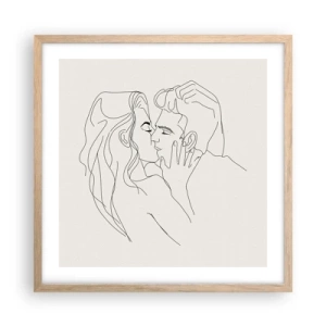 Plakat i ramme af lyst egetræ - Forviklet i følelser - 50x50 cm