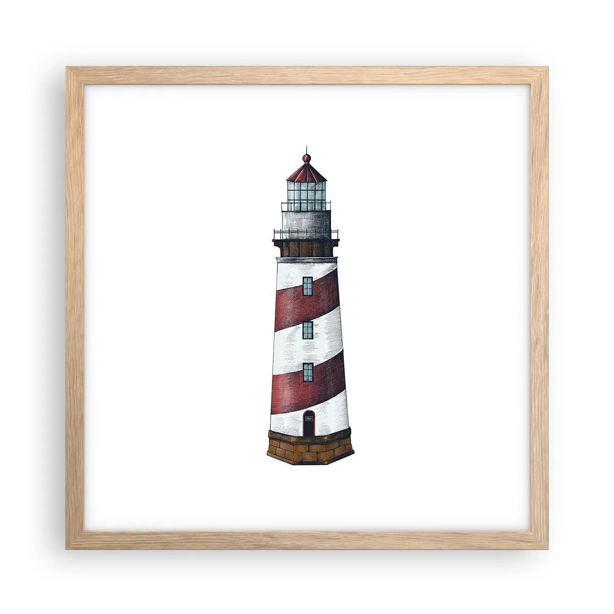 Plakat i ramme af lyst egetræ - Altid på vagt - 40x40 cm