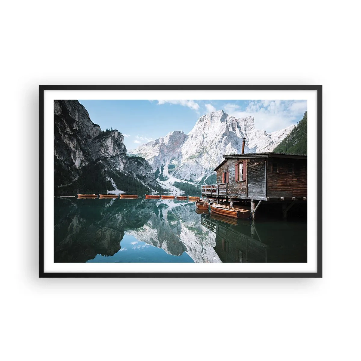 Plakat i sort ramme - Krystalklar bjergmorgen - 91x61 cm