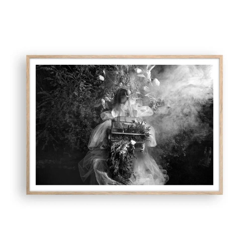 Plakat i ramme af lyst egetræ - Selve Moder - Naturen - 100x70 cm