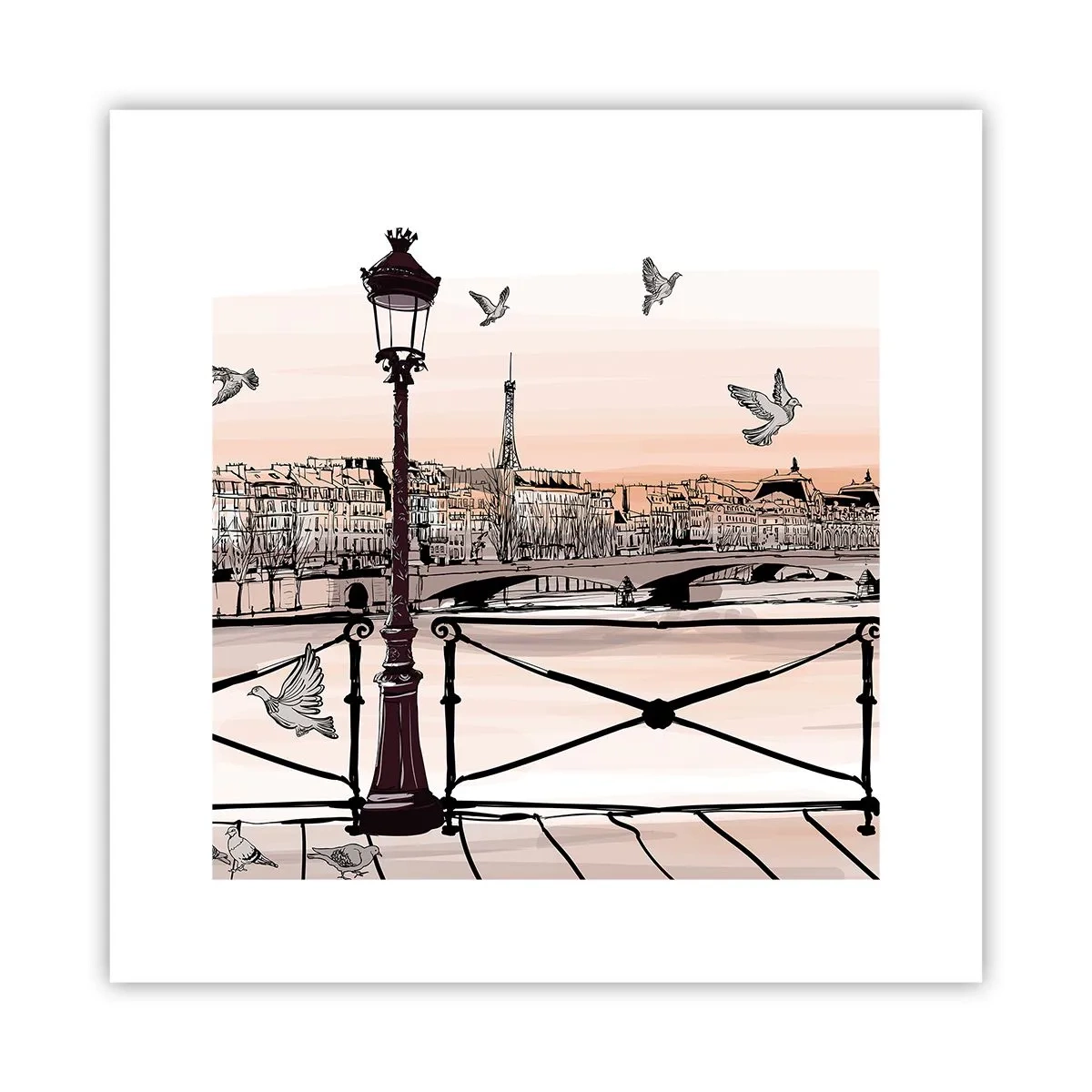 Plakat - Over Paris' hustage - 30x30 cm