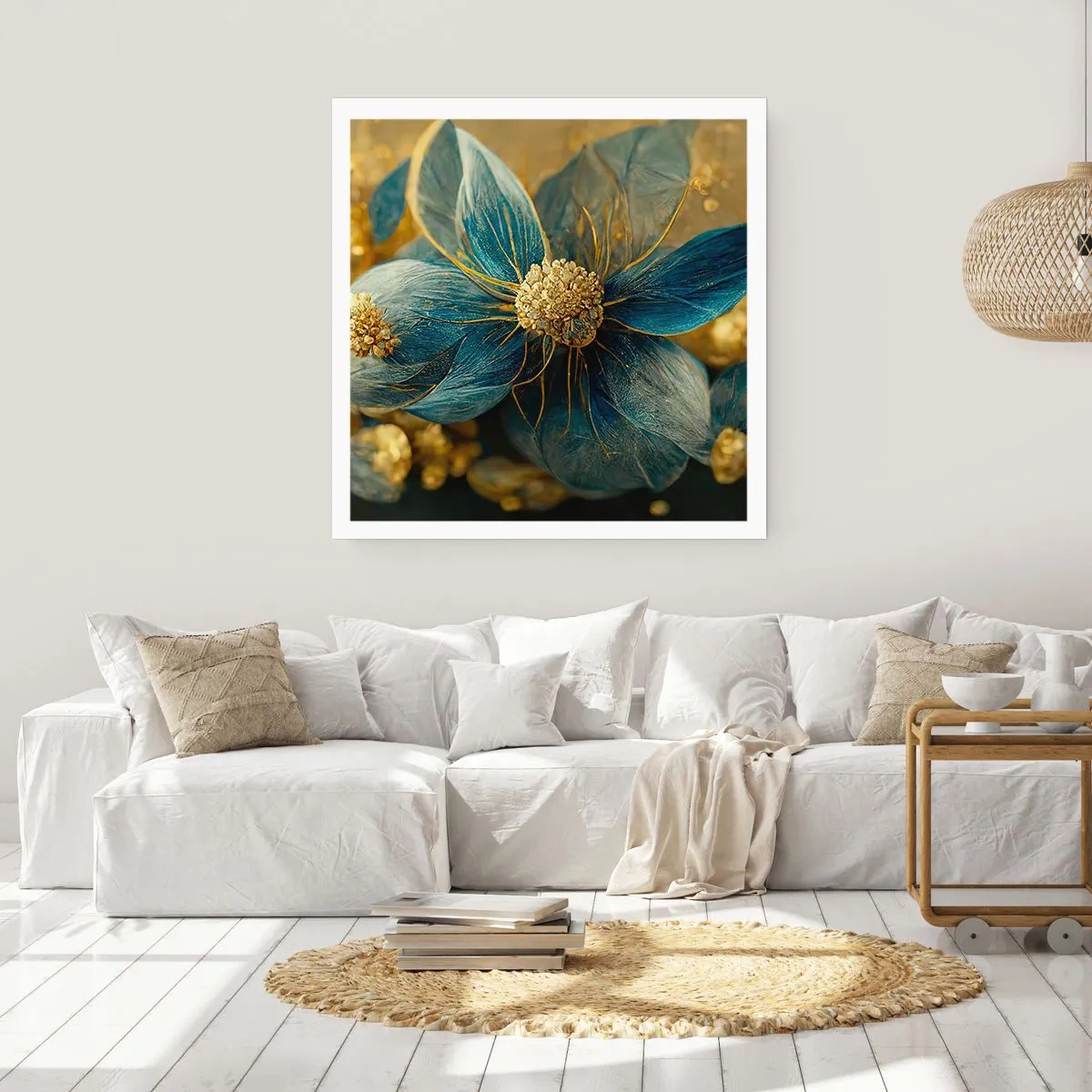 Plakat - Blomstre med guld - 60x60 cm