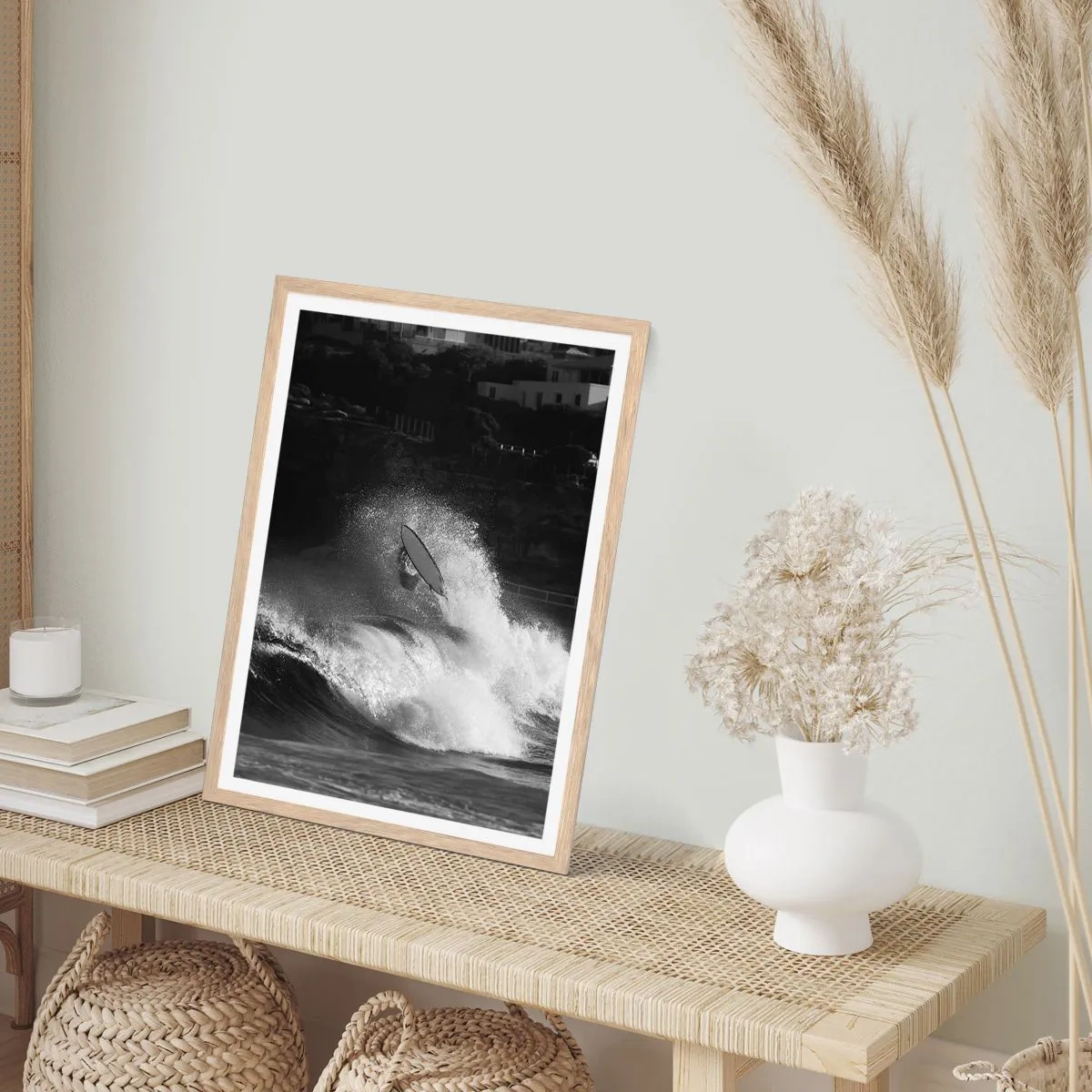 Plakat i ramme af lyst egetræ - Udfordring accepteret! - 30x40 cm