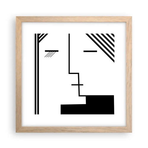 Plakat i ramme af lyst egetræ - Bare et kys - 30x30 cm