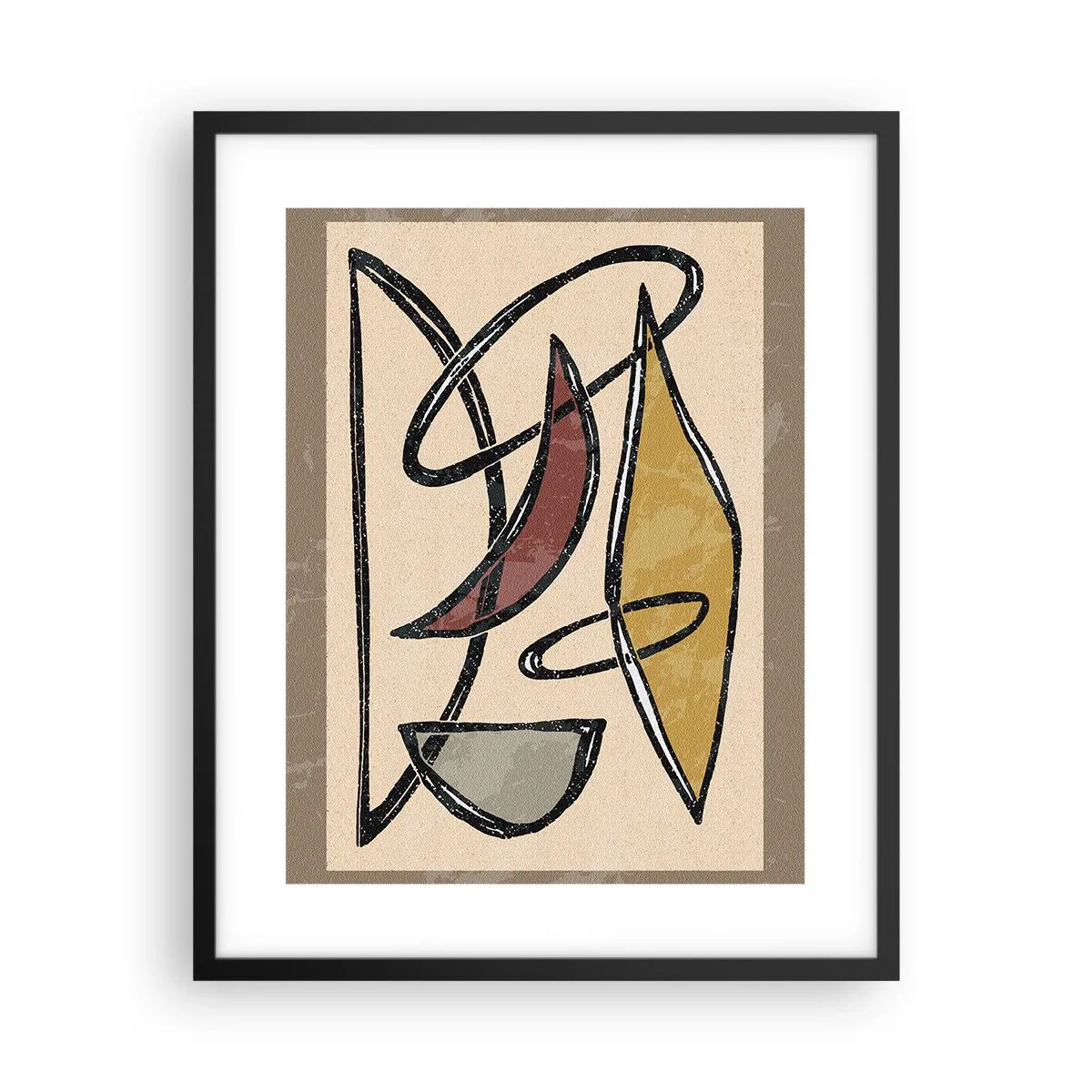 Plakat i sort ramme - Komposition - buer og ovaler - 40x50 cm