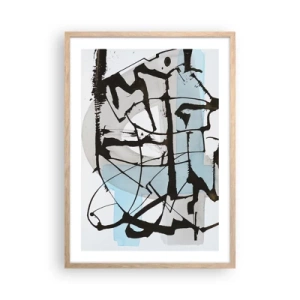 Plakat i ramme af lyst egetræ - Ikke desto mindre blå - 50x70 cm