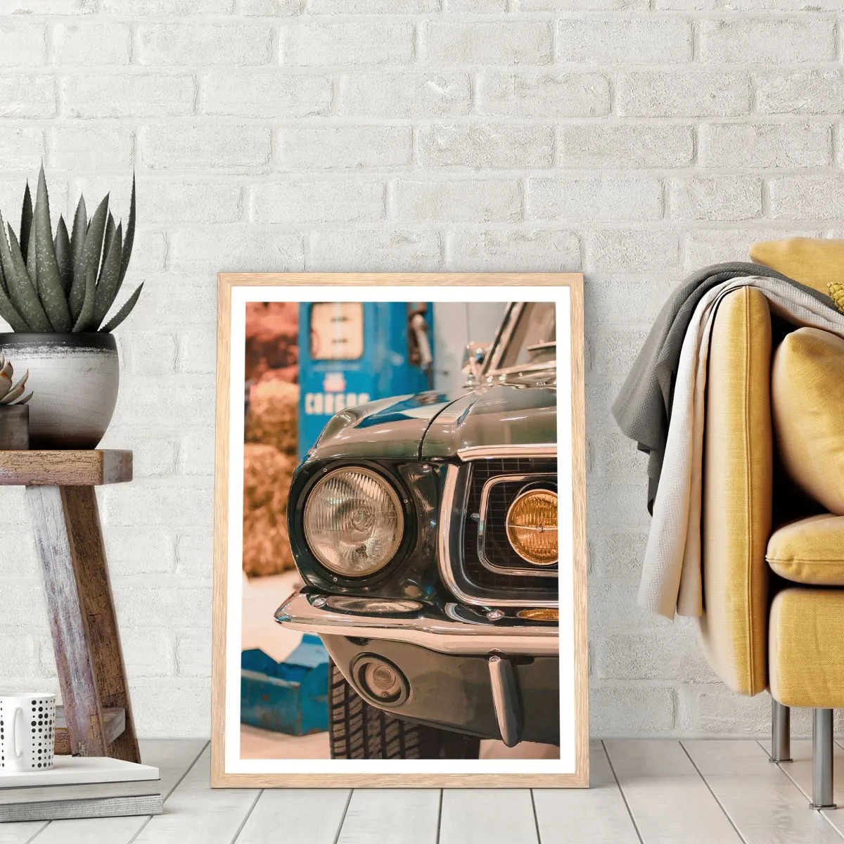 Plakat i ramme af lyst egetræ - Møde med en legende - 50x70 cm