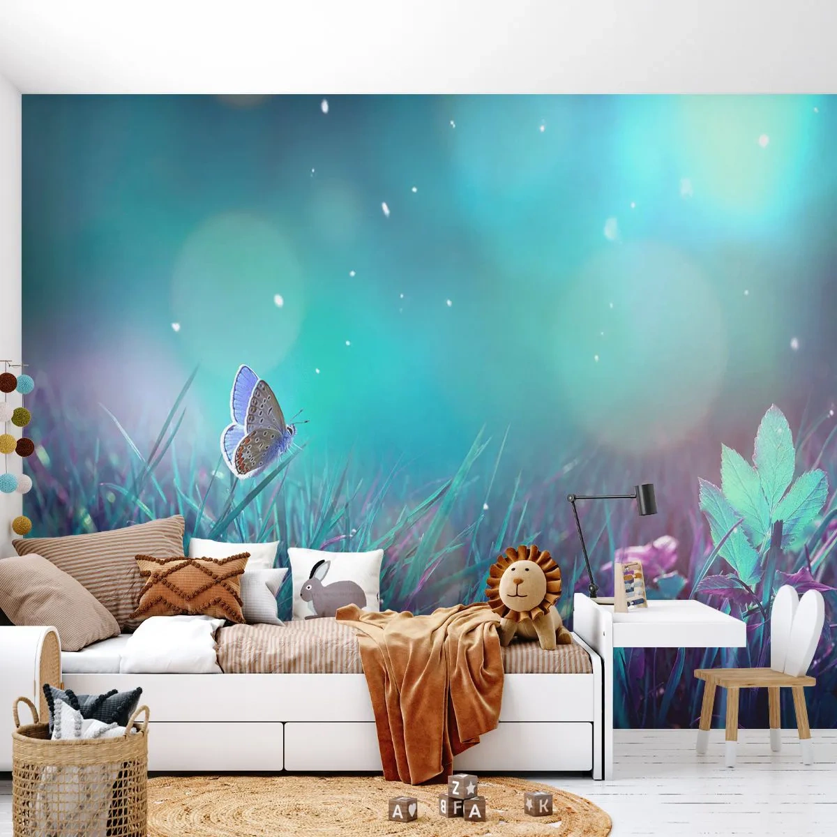 Fototapet Premium Canvas - En engs hemmelige liv - Sommerfugl, Eng, Stykke - 300x210 cm