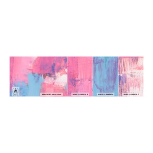 Prøve Fototapet Selvklæbende Deluxe Sticker - Lyserød, blå og en knivspids lys - Abstraktion, Minimalisme, Stykke - 100x30 cm