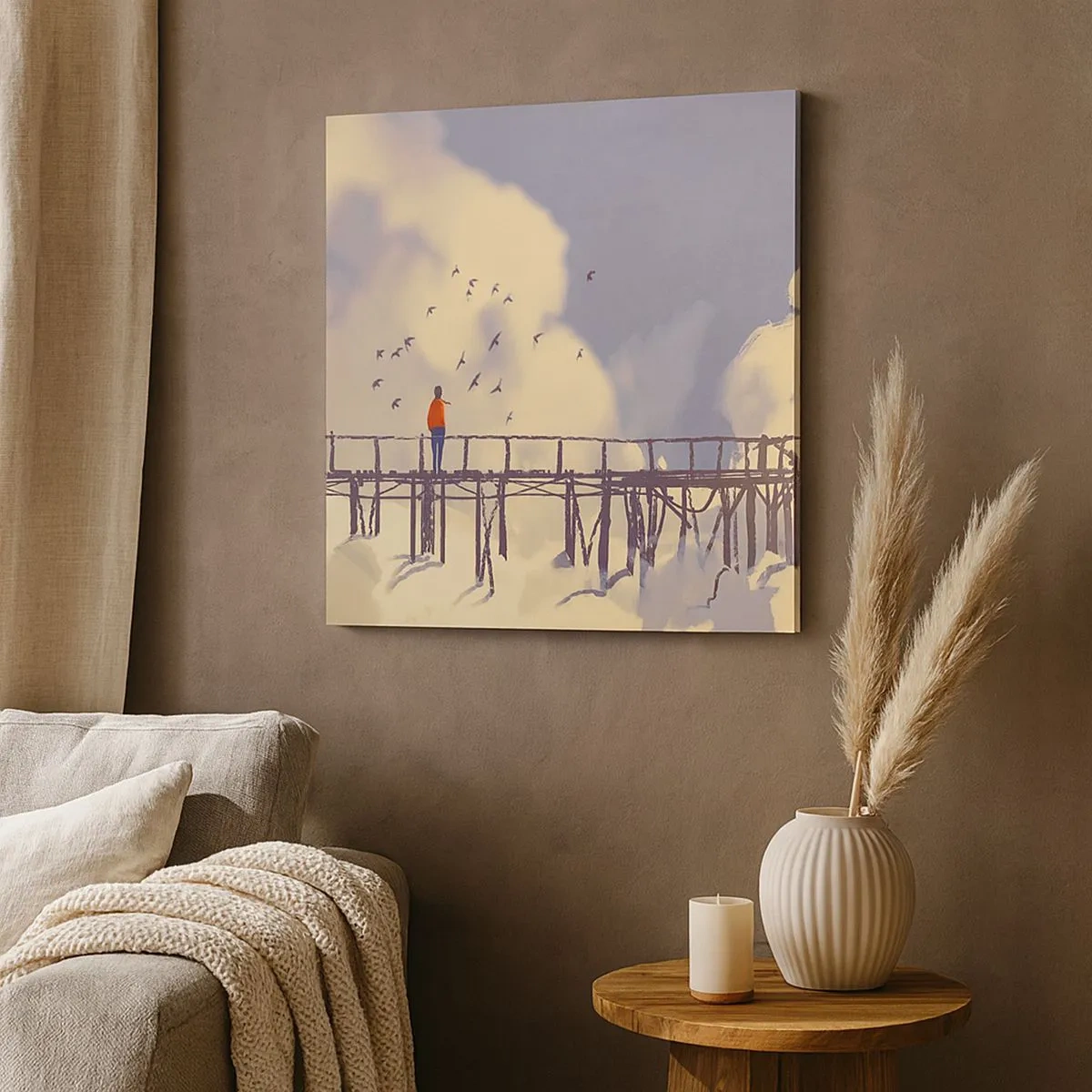 Lærredstryk - Billede på lærred - Blå længsel - 30x30 cm