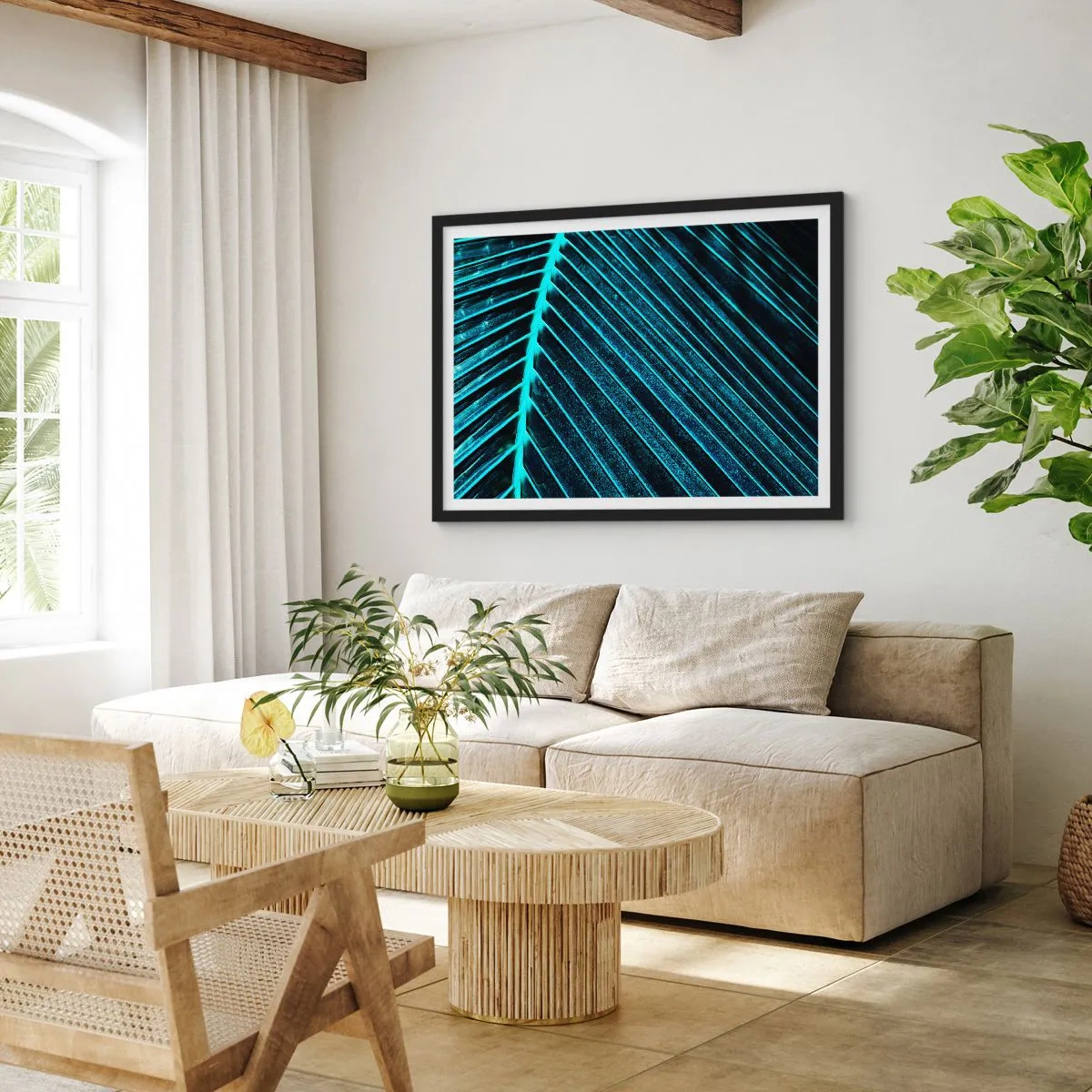 Plakat i sort ramme - Tekstur af grønt - 40x30 cm