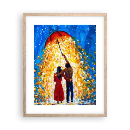 Plakat i ramme af lyst egetræ - Magien ved en regnfuld aften? - 40x50 cm