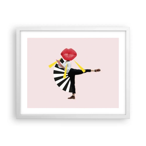 Plakat i hvid ramme - Surrealistisk popkunst - 50x40 cm