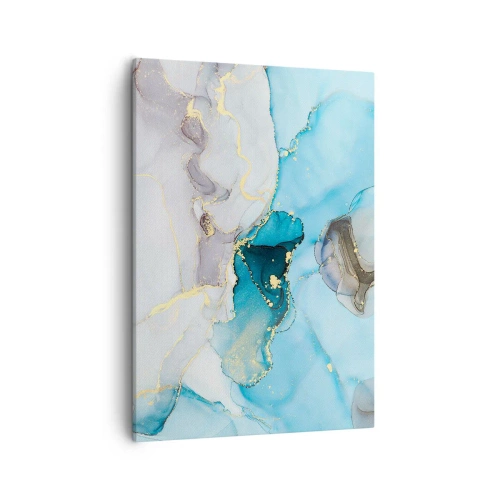 Lærredstryk - Billede på lærred - En undersøgelse af mødet mellem grå og turkis - 50x70 cm