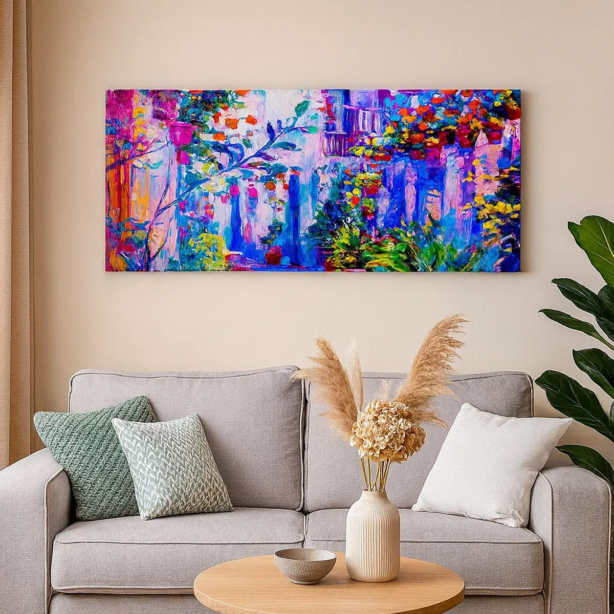 Lærredstryk - Billede på lærred - Impression - Italiensk gade - 100x40 cm