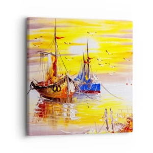 Lærredstryk - Billede på lærred - Et velfortjent hvil i havnen - 30x30 cm