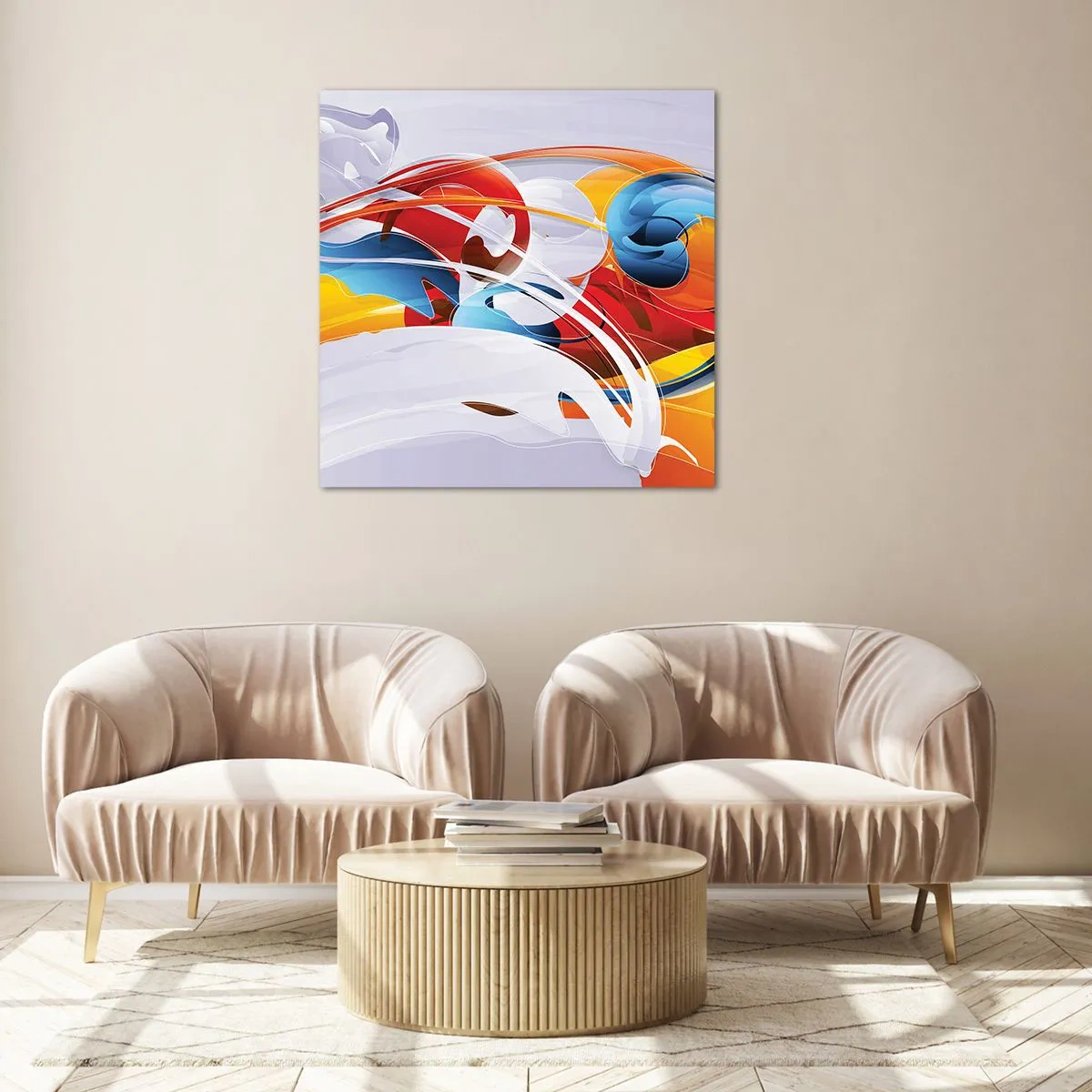 Billede på glas - Elementernes dans - 30x30 cm